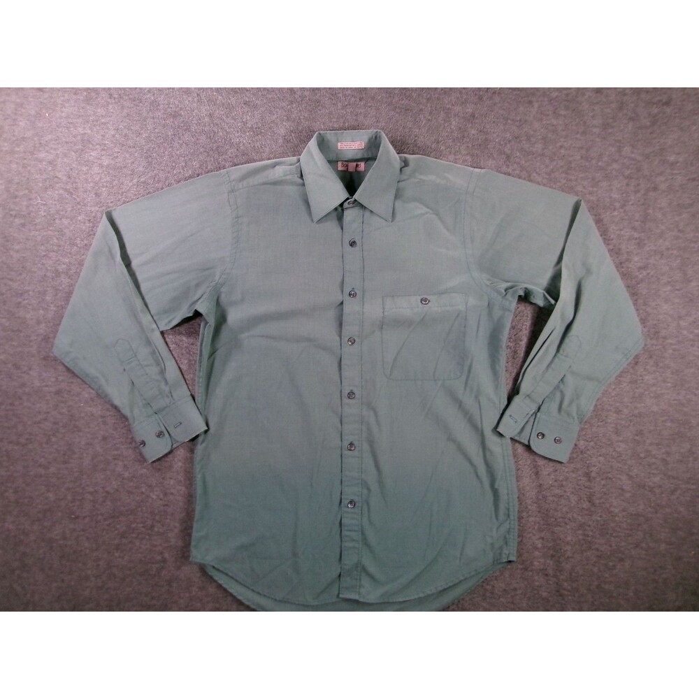 Boulevard Block Dress Shirt Men Medium Olive Green Classic Causal Office